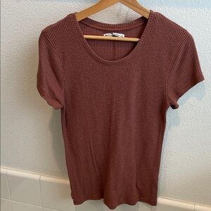 Abercrombie & Fitch Ribbed Short Sleeve Tee - Deep Red